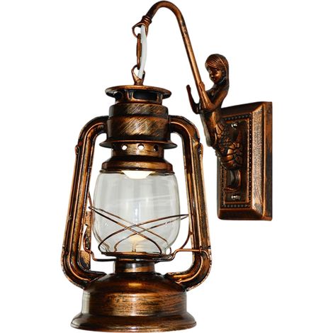 Lampe murale rétro industrielle à pétrole, lampe de chevet, lanterne antique en fer forgé pour couloir ou allée. (1/5)