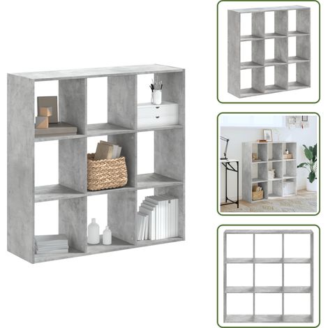 Bücherregal Betongrau 102x32x102 cm Holzwerkstoff - Bucherregal - Holzmöbel - Bücherstand - Aufbewahrungslösung - Regal Grau (1/5)