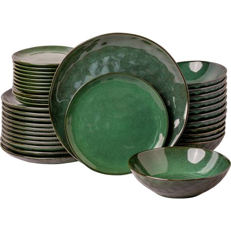 Servizio da tavola Uminami verde per 12 persone, 36 pezzi, moderno, lavabile in lavastoviglie, set di piatti (1/5)