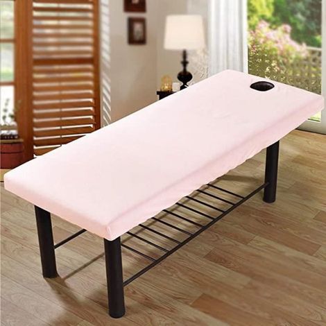 Drap-Housse de Massage Doux pour Table de Massage, couvre-matelas de lit de thérapie de massage de salon de beaut, rose (1/3)