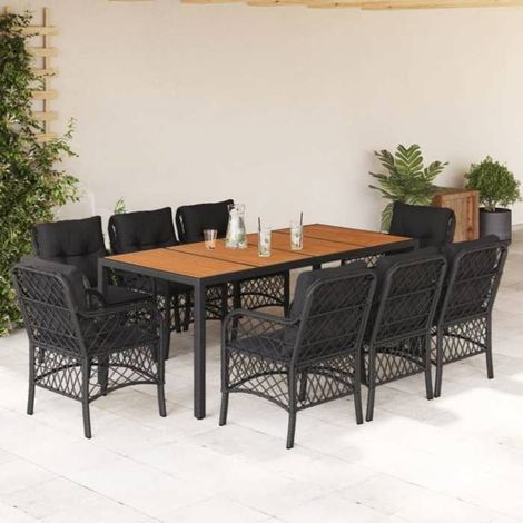 Ensemble à manger de jardin - 3212047 - Noir - Résine tressée - Table acacia 190 x 90 cm (1/5)