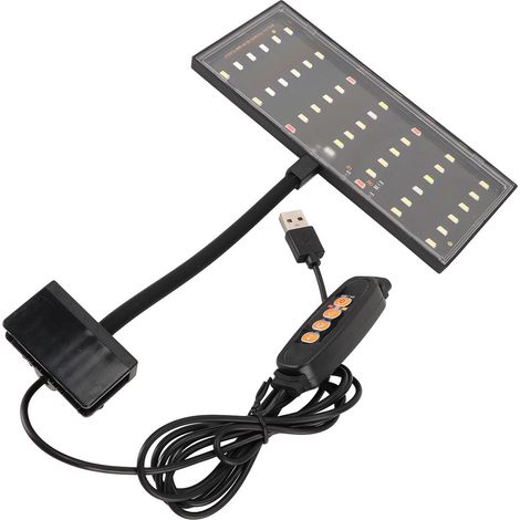Lampe d'aquarium à pince, alimentée par USB, LED, intensité variable, 10 niveaux de luminosité, minuterie, pour aquarium d'intérieur. (1/5)