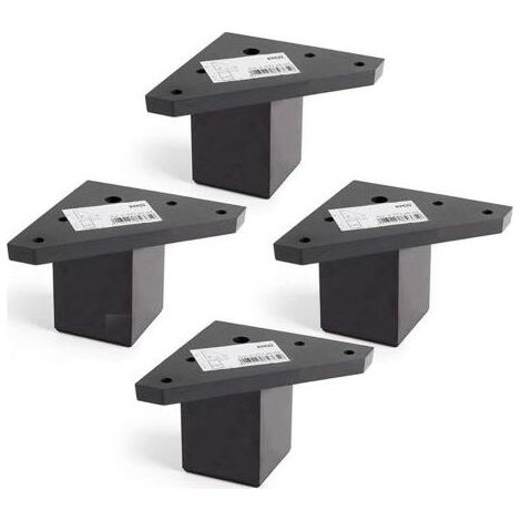 4 Pièces Pied de Meuble avec Plaque de Montage - pour Le Table, lit, chaises - Alliage d'aluminium - Hauteur: 6 cm - Couleur: Noir - Ne Comprend Pas Les vis (1/5)