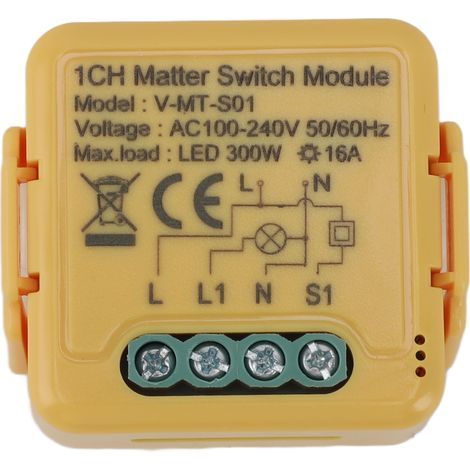 Ortviai Module Intelligent de Commande Électrique 100-240 V pour Éclairage, Compatible Matter, WiFi 2,4 GHz, Installation Facile (1/5)