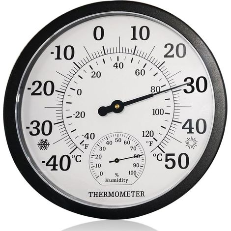 Grand thermomètre 2 en 1 pour l'intérieur et extérieur - Analogique - 25,4 cm - Avec hygromètre (1/5)