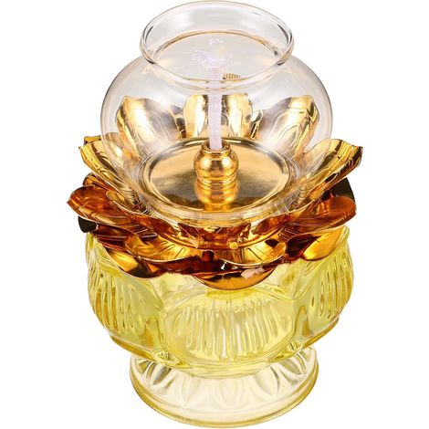 à Huile Lotus Vintage en Verre Jaune Lanterne Décorative (1/5)
