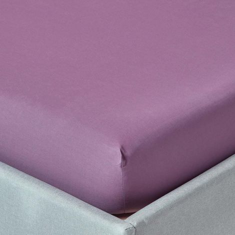 HOMESCAPES Grape Egyptian Cotton Fitted Sheet 200 Thread Count, Single - Grape