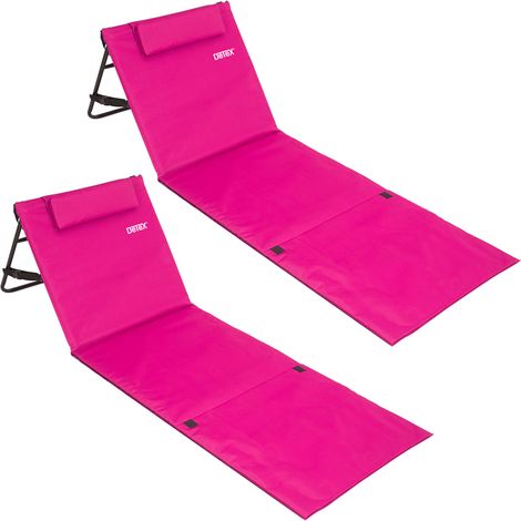 Deuba 2x Esterillas de Playa Plegable 150x56cm Respaldo Acolchonado y Ajustable Correa de Transporte Bolsillo