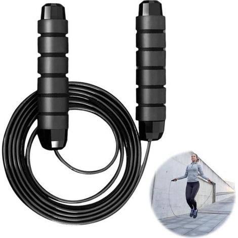 Corde Sauter Pondérée Noire, Corde Sauter Sportive Haute Performance Fitness Entraînement Renforcement Musculaire (1/4)