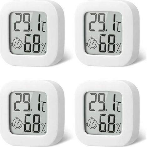 4 Pack Thermometre Interieur Mini Thermomètre Hygrometre Haute Précision Température Hygromètre Moniteur avec Air icône Conf (1/5)