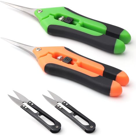 4 Pièces Secateur de Jardin, Sécateurs de Jardin à Bouts Droits, Sécateurs Précision Jardinage avec 2 Coupe Fil Couture, Ciseaux de Jardinage en Acier Inoxydable, Pour Plantes, Fleurs, Bonsaïs, Fruits (1/5)