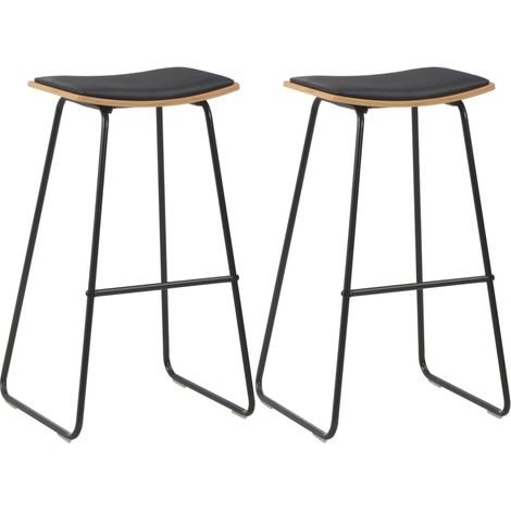 Barhocker 2 Stk. Schwarz Kunstleder