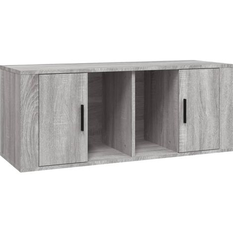 Meuble TV, Étagère TV, Meuble de Salon, Sonoma gris 100x35x40 cm Bois d'ingénierie OIB7822E (1/5)