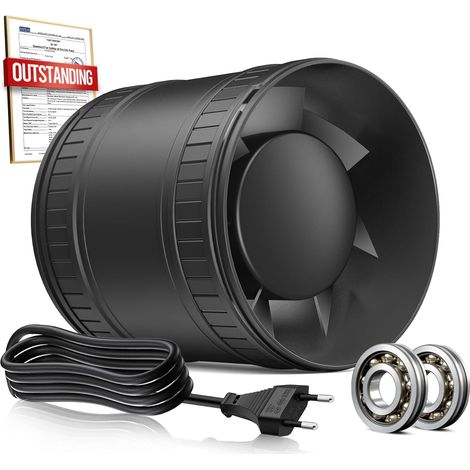 Extracteur d'air 100mm, Ventilateur de Conduit Compact avec Protection Contre la Surchauffe, 32dB 130m³/h Aérateur Extracteur Silencieux, VMC Salle de Bain Cave Garage Tente (1/5)