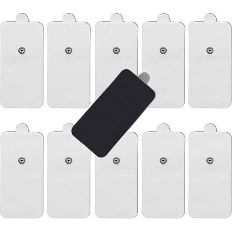 10 Grands Pads de Remplacement pour Appareil TENS Électrodes Auto-Adhésives 2x4 Pouces avec Connecteurs Snap 3,5mm - Compatibles avec la Plupart des Appareils TENS et Massagers (1/5)