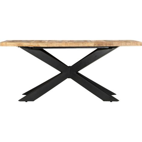 Table à manger Scandinave - Table de salle à manger 180x90x76 cm Bois de manguier brut solide BV651744 - BonneVie (1/5)