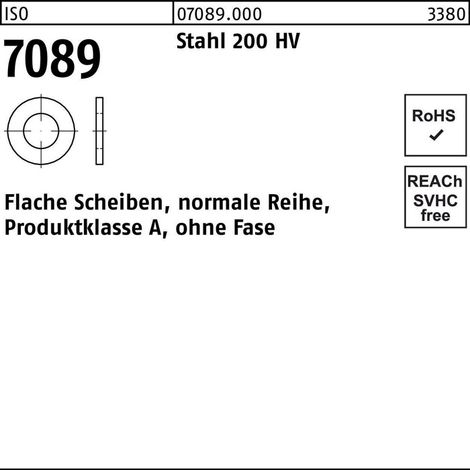 Unterlegscheibe ISO 7089 o.Fase 6 Stahl 200 HV 1000 Stück