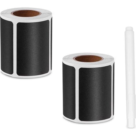 300 Self-Adhesive Slate Labels, 6 x 4 cm, Black with White Marker, Labels for Jars, Spices, Kitchen, Jars, Bottles, Storage and Organization (1/5)