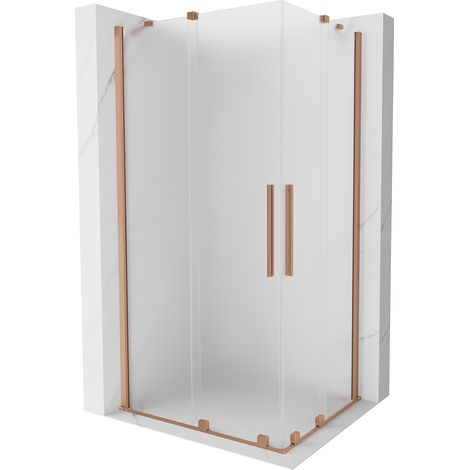 Mexen Velar Duo Duschkabine Schiebetür 90 x 80 cm, mattiertes Glas, gebürstetes Kupfer - 871-090-080-32-65 (1/5)