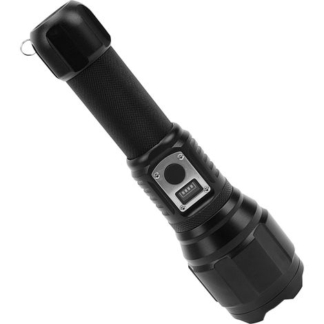 Ultrahelle LED-Taschenlampe mit elektronischem Display, wasserdicht, USB-C-aufladbar und zoombar, ideal zum Campen. (1/5)