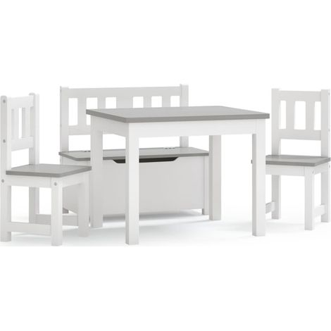 Maison Exclusive - Ensemble de table et chaises enfants 4 pcs Blanc et gris MDF