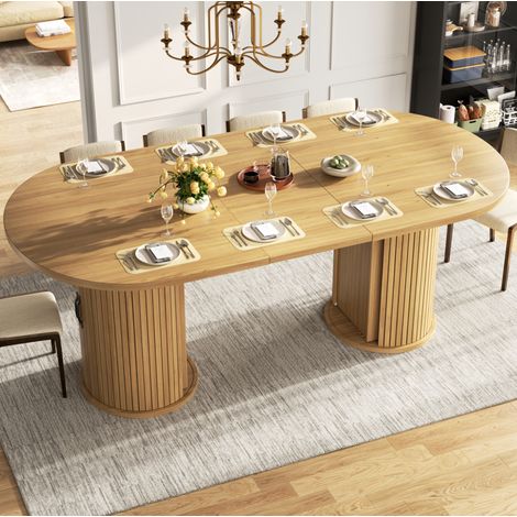 Table de salle à manger extensible 190x80 cm en MDF et métal naturel, gain de place FloraGrace (1/5)
