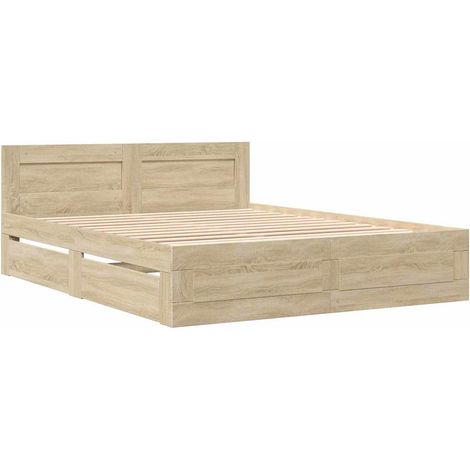 Bettrahmen mit Kopfteil 2 pcs Sonoma 153 x 203 cm Holzwerkstoff vidaXL