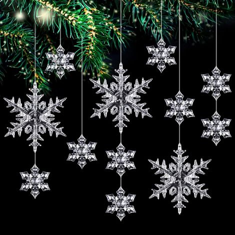 Acryl Schneeflocken Christbaumschmuck, Anhänger, 25 Stück – für festliche Weihnachtsstimmung zu Hause (1/5)