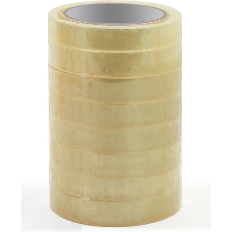 Pack de 8 Rubans adhésif de bureau transparent brillant haut pouvoir adhésif, largeur 19 mm rouleau de 66m épaisseur 50 microns (1/4)