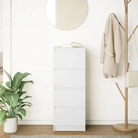 Buffet de Cuisine Blanc 37,5 x 35 x 99 cm - Meuble Rangement Compact en Bois d'Ingénierie pour Salle à Manger ou Entrée (1/5)