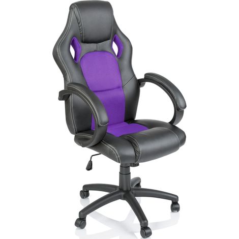 TRESKO® Racing Chefsessel Bürostuhl Drehstuhl Sportsitz Bürosessel Schreibtischstuhl schwarz/lila