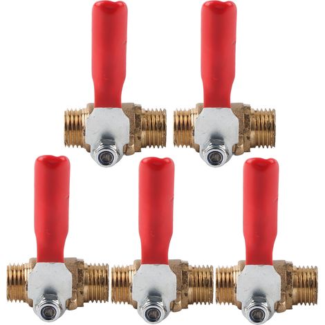 Lot de 5 vannes à bille double filetage mâle G1/4 en laiton, accessoire pour compresseur d'air (1/5)