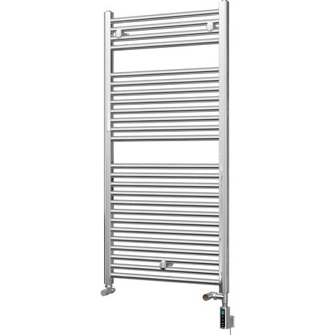 Roma - Chrome Dual Fuel Towel Rail H1230mm x W600mm Thermostatic WIFI - Straight (1/3)