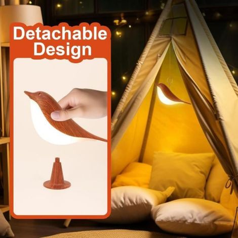 Lampe de Chevet Tactile - Bird Design - Rechargeable USB - 3 Modes Dimmable - 3000K-6000K (1/4)