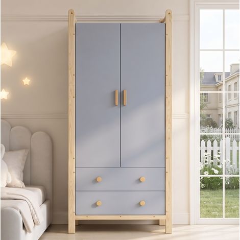 Vitrine en verre MDF blanche 60 x 35 x 170 cm, LED RGB, 2 tiroirs - CHICFURN (1/5)