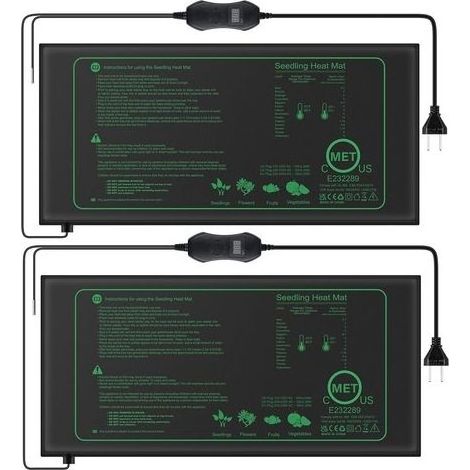 Lot de 2 Tapis chauffant pour plantes avec thermostat pour semis, animaux domestiques et reptiles,Tapis chauffant de 50 W pour la germination et la régulation de la température, sûr et durable (1/5)