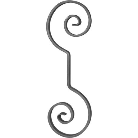 Riccio a S - Altezza 360mm Larghezza 125mm Piastra liscia 14x6mm - Ferro battuto - Saldatura