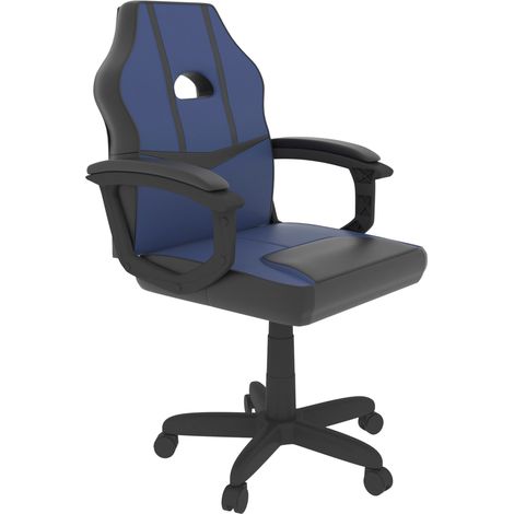 Comet Gaming Chair Office Faux Leather Computer Desk Recliner Swivel Seat, Blue-&-Black (1/5)