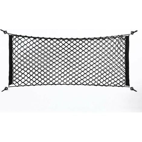 Filet de Rangement en Maille, Organisateur Coffre Sac de Rangement Net Stockage Bagage 90 40cm Noir Universel pour Voiture Arrière (1/5)