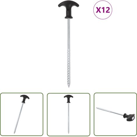 The Living Store Zeltheringe 12 Stk. 20 cm Ø7 mm Verzinkter Stahl - Campingausrüstung - Zeltheringe - Zelt Accessories - Outdoor Ausrüstung - Gartenbedarf (1/5)