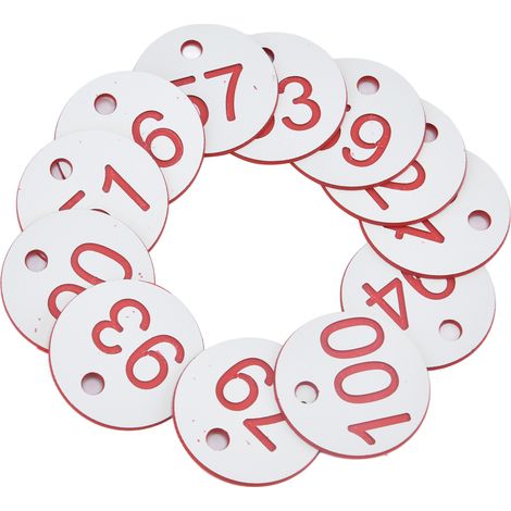 50 étiquettes rondes numérotées en ABS avec trou pour ruches, fournitures apicoles, blanches, références 51 à 100. (1/5)