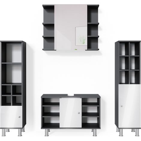 Conjunto de muebles de baño Fynn, Antracita, 4 piezas, Vicco