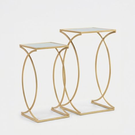 2er-Set Couchtische aus Metall und Spiegelglas Siomply (1/5)