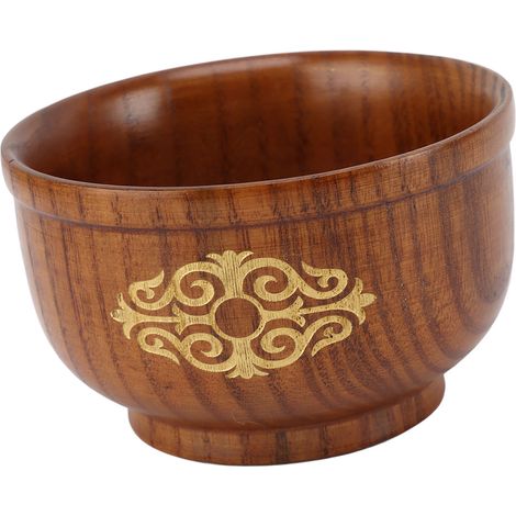 Bol en bois de jujubier anti-brûlure, élégant et raffiné, rond, pour cuisine, type or platine (1/5)