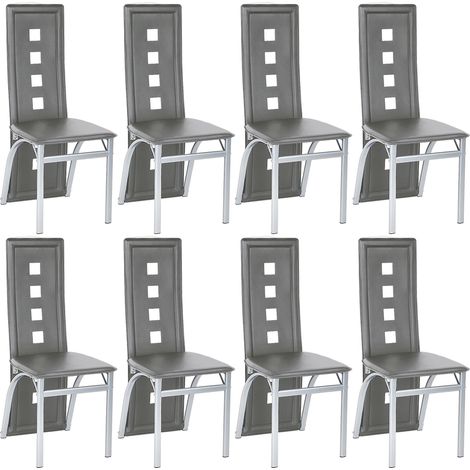 Lot de 8 Chaises Gris pour salle à manger ,Salon ,Cuisine en simili Style contemporain - hauteur d’assise 43 cm (1/3)