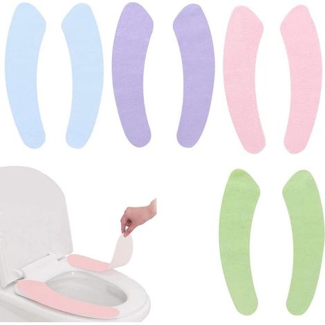 8 pièces Couverture De Siège De Toilette, Autocollantes Wc Housse De Siège, Siège De Toilette à Adsorption, Couvre Siège De Toilette Lavable (1/5)