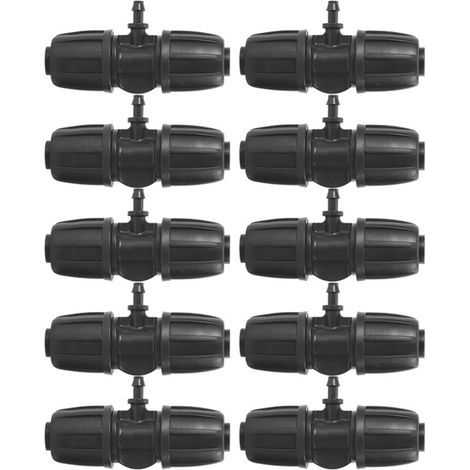 10Pcs Connecteurs d'irrigation 16mm à 4/7, Connecteurs de Tube d'irrigation Goutte à Goutte en Té Barbelé 16PE, 5/8in (16mm) à 4/7 (7mm OD, 4mm ID) Buse d'atomisation, pour Tuyau PE Pelouse (1/4)