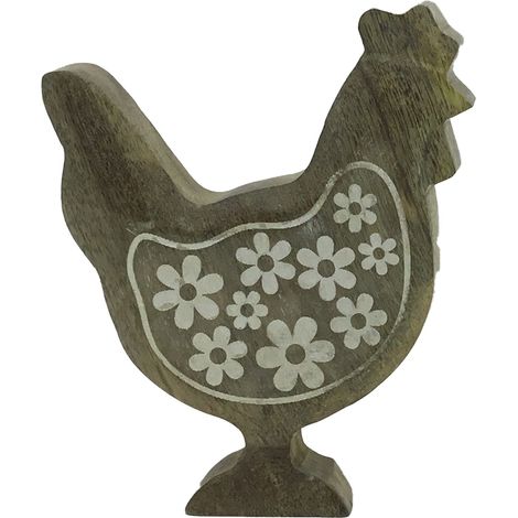 Signes Grimalt Animaux de poulet en bois Figurine Poulet Brun - 18x15x3cm (1/2)