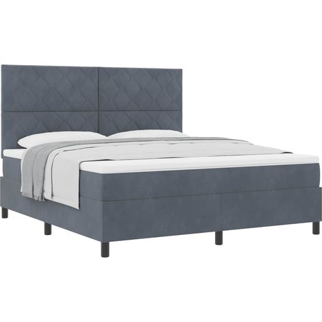 Maison Exclusive - Letto a molle con testiera Grigio scuro 180 x 200 cm Velluto (1/5)