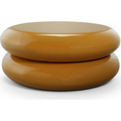 Table basse ronde en métal finition laqué H29ø68cm - Jaune moutarde - Olyn